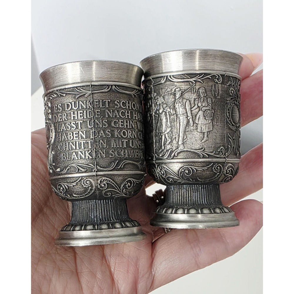 Vintage SKS Zinn 95% Pewter Miniature Shot Glasses